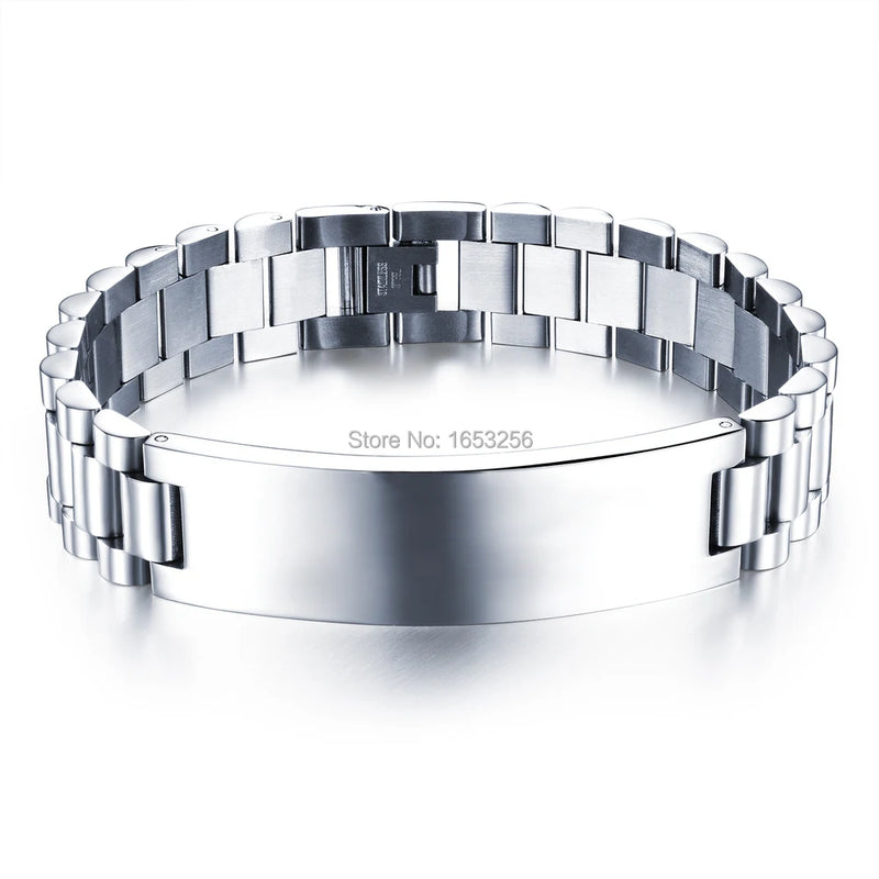 8.26'' Stainless Steel Chain ID Bracelet for Women Men