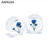 8-30mm Real Flowers Acrylic Ear Gauges Plugs Flesh Tunnel Earrings Glow Dark