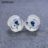 8-30mm Real Flowers Acrylic Ear Gauges Plugs Flesh Tunnel Earrings Glow Dark