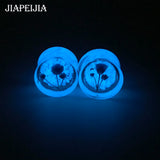8-30mm Real Flowers Acrylic Ear Gauges Plugs Flesh Tunnel Earrings Glow Dark