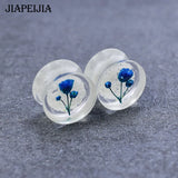 8-30mm Real Flowers Acrylic Ear Gauges Plugs Flesh Tunnel Earrings Glow Dark