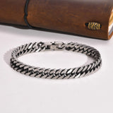 Silver Stainless Steel Cuban Chain Bracelets for Men