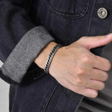 Silver Stainless Steel Cuban Chain Bracelets for Men