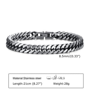 Silver Stainless Steel Cuban Chain Bracelets for Men