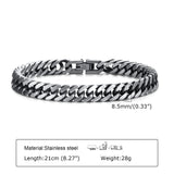 Silver Stainless Steel Cuban Chain Bracelets for Men