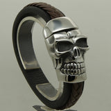 Men's Heavy Skull Buckle Leather Bracelet