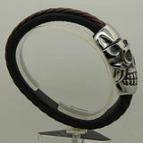 Men's Heavy Skull Buckle Leather Bracelet