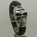Men's Heavy Skull Buckle Leather Bracelet