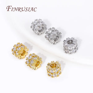 18K Plated Zircon Spacer Beads for Jewelry Making DIY