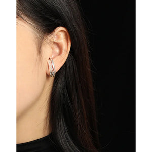 Geometric Circle Cross Lines Stud Earrings Punk Jewelry