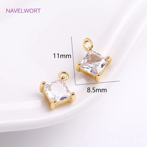 8.5mm*11mm 14K Plated Tiny Cube Crystal Pendants