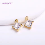 8.5mm*11mm 14K Plated Tiny Cube Crystal Pendants
