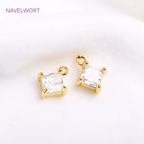 8.5mm*11mm 14K Plated Tiny Cube Crystal Pendants