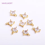 8.5mm*11mm 14K Plated Tiny Cube Crystal Pendants