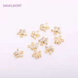 Mini Butterfly Charms 8.5mm*5mm, Zircon Inlaid 14K Plating Pendants