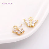 Mini Butterfly Charms 8.5mm*5mm, Zircon Inlaid 14K Plating Pendants