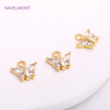 Mini Butterfly Charms 8.5mm*5mm, Zircon Inlaid 14K Plating Pendants