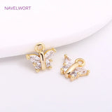 Mini Butterfly Charms 8.5mm*5mm, Zircon Inlaid 14K Plating Pendants