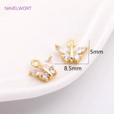 Mini Butterfly Charms 8.5mm*5mm, Zircon Inlaid 14K Plating Pendants