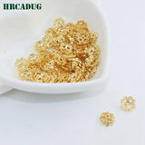 8.5mm Flower Bead Caps 18K Plated Brass Metal for DIY Jewelry Making