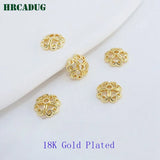 8.5mm Flower Bead Caps 18K Plated Brass Metal for DIY Jewelry Making