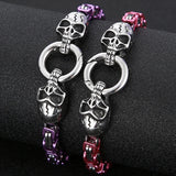 316L Stainless Steel Skull Head Gothic Biker Bracelet for Men Red