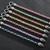 316L Stainless Steel Skull Head Gothic Biker Bracelet for Men Red