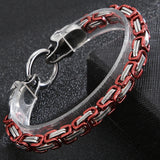 316L Stainless Steel Skull Head Gothic Biker Bracelet for Men Red