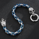 316L Stainless Steel Skull Head Gothic Biker Bracelet for Men Red