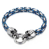 316L Stainless Steel Skull Head Gothic Biker Bracelet for Men Red