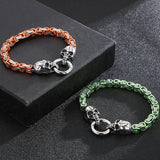 316L Stainless Steel Skull Head Gothic Biker Bracelet for Men Red