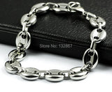 10mm Coffee Beans Link Chain Bracelet Men Stainless Steel