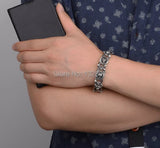 Stainless Steel Skull Link Chain Biker Men's Bracelet