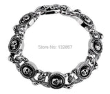 Stainless Steel Skull Link Chain Biker Men's Bracelet