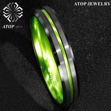 8/6mm Green Line Tungsten Carbide Wedding Band Ring Men's Jewelry
