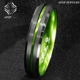 8/6mm Green Line Tungsten Carbide Wedding Band Ring Men's Jewelry
