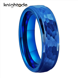 8mm Tungsten Carbide Wedding Band Hammered Rings