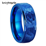 8mm Tungsten Carbide Wedding Band Hammered Rings