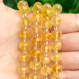 Faceted Citrine Gemstone Beads 8x6mm Column Shape 7.5''