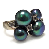 Lavender Button Pearl Zirconia Engagement Ring 8-9mm