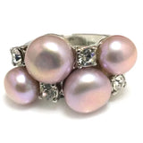 Lavender Button Pearl Zirconia Engagement Ring 8-9mm