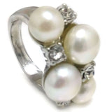 Button Pearl Zirconia Engagement Ring 7-8mm 8-9mm