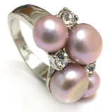Button Pearl Zirconia Engagement Ring 7-8mm 8-9mm