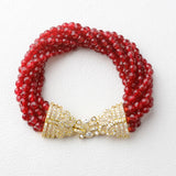 8'' Agate Gems Stone Bracelet with Cz Clasp