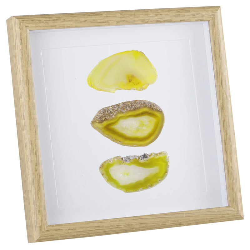 8.7" Framed Geode Agate Slice Wall Art, Healing Crystal Agate Stone Panel Decor