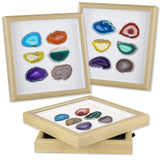 8.7" Framed Geode Agate Slice Wall Art, Healing Crystal Agate Stone Panel Decor