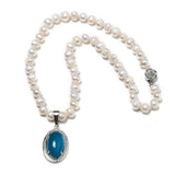 8-9mm Natural Pearl Necklace with Oval Pendant