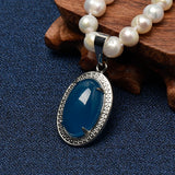 8-9mm Natural Pearl Necklace with Oval Pendant