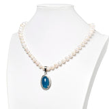 8-9mm Natural Pearl Necklace with Oval Pendant