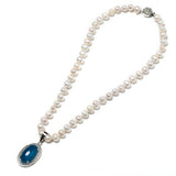 8-9mm Natural Pearl Necklace with Oval Pendant